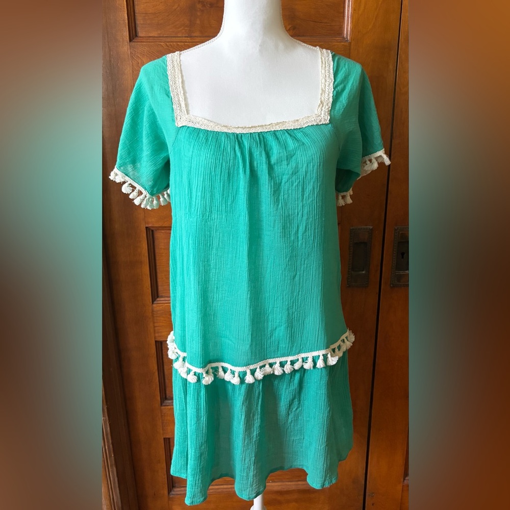 Umgee Green cover up with Tassel Trim